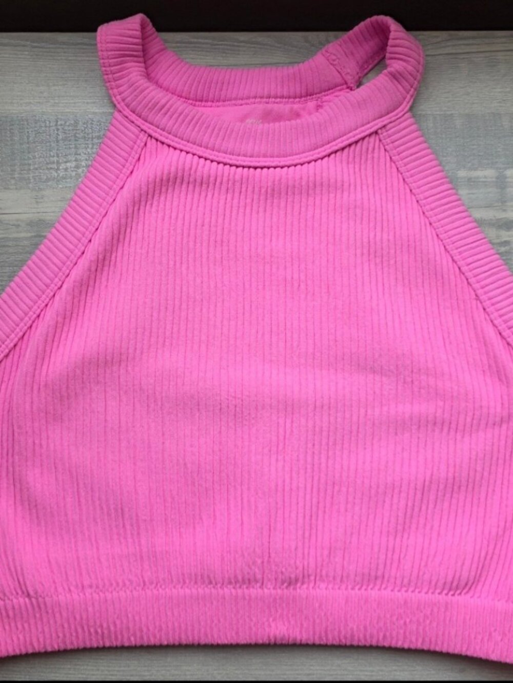 Aerie Superchill Seamless High Neck Sports Bra Top Hot Pink Yoga Workout Large